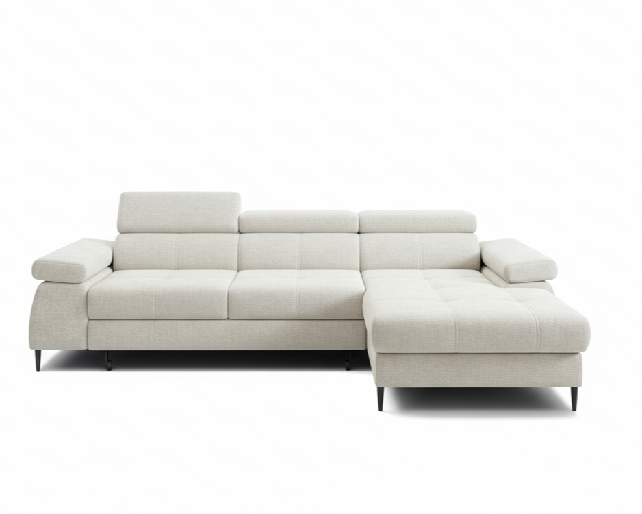 Designer Ecksofa Córdoba I mit Schlaffunktion & Bettkasten in Chenille