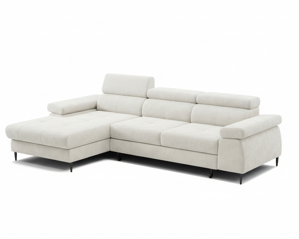 Designer Ecksofa Córdoba I mit Schlaffunktion & Bettkasten in Chenille