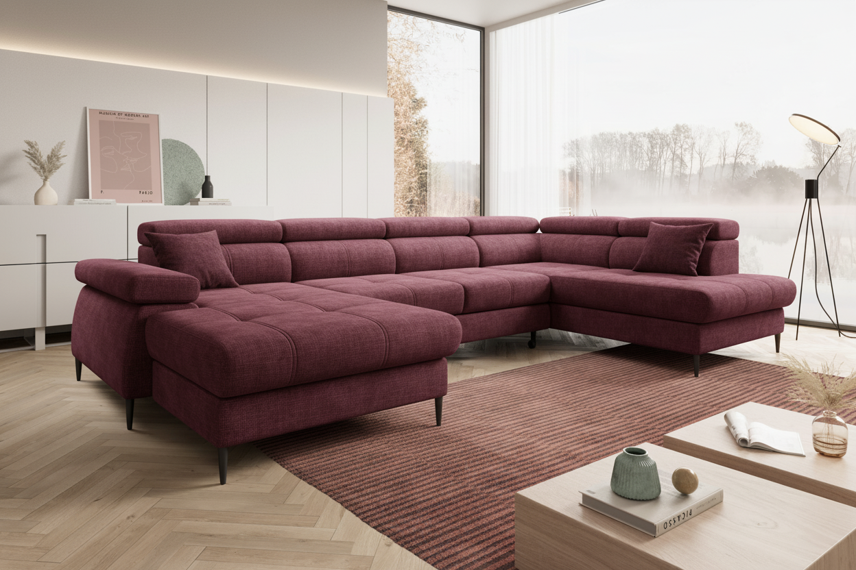 Córdoba III Ecksofa in Cremona Chenille Bordeaux