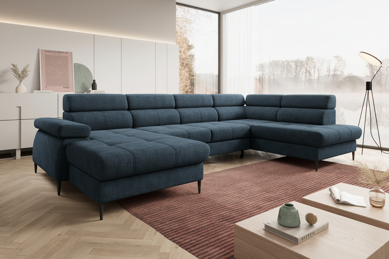Córdoba III Ecksofa in Cremona Chenille Deep Blue