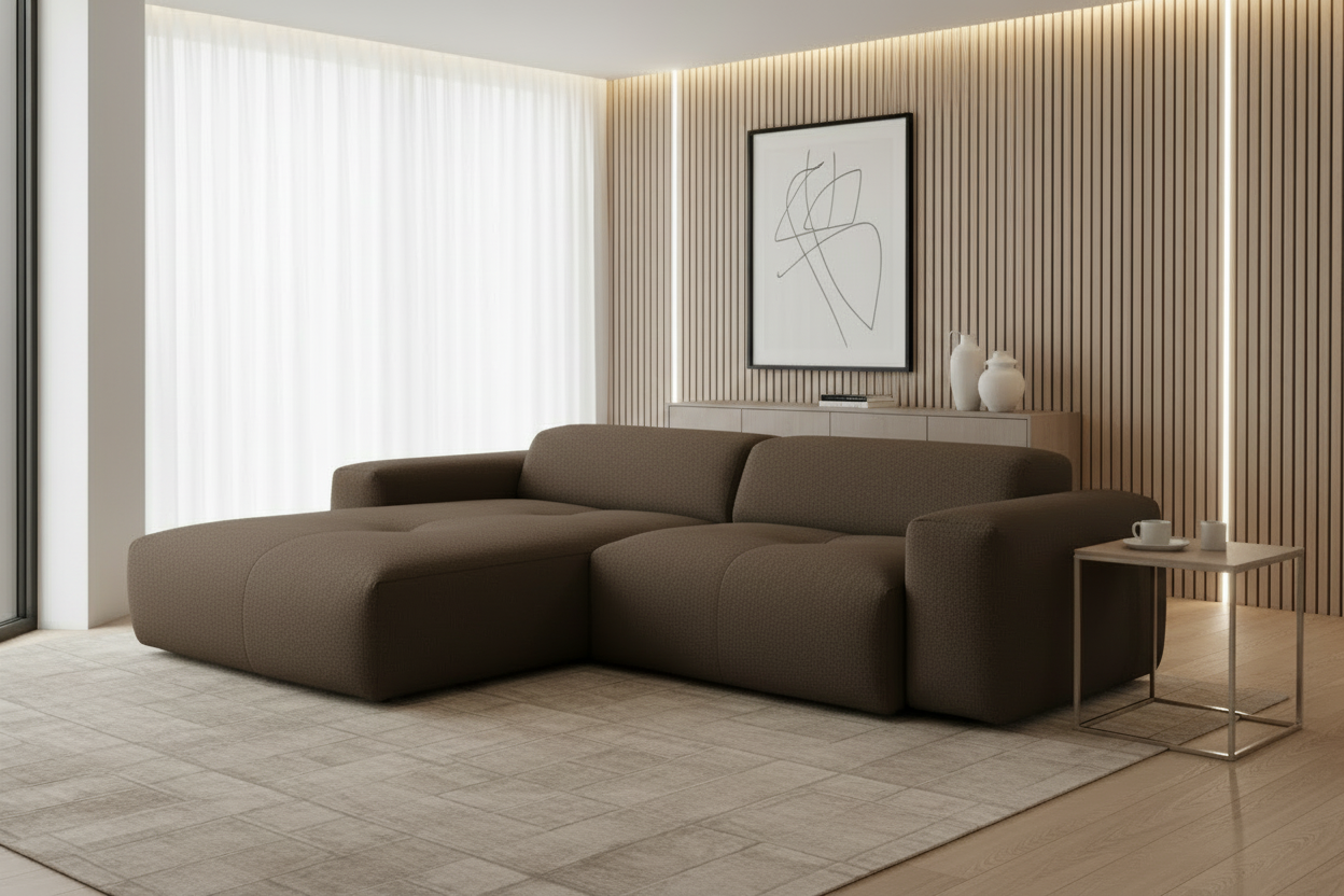 Designer Ecksofa Calm modular 3-Sitzer in Bouclé