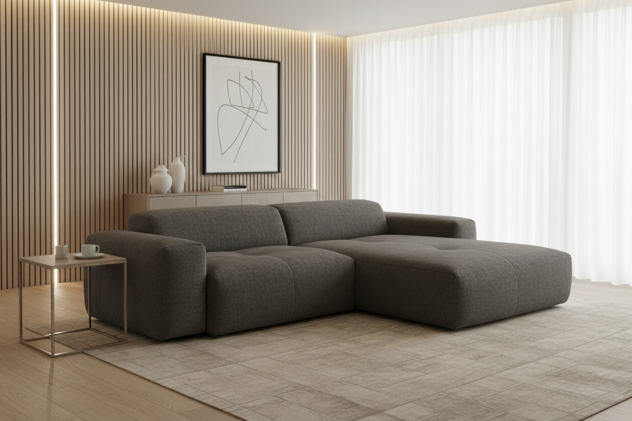 Calm Ecksofa Dunkelgrau Schräg