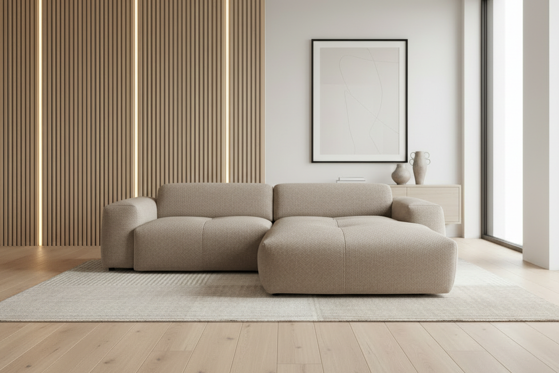 Designer Ecksofa Calm modular 3-Sitzer in Bouclé