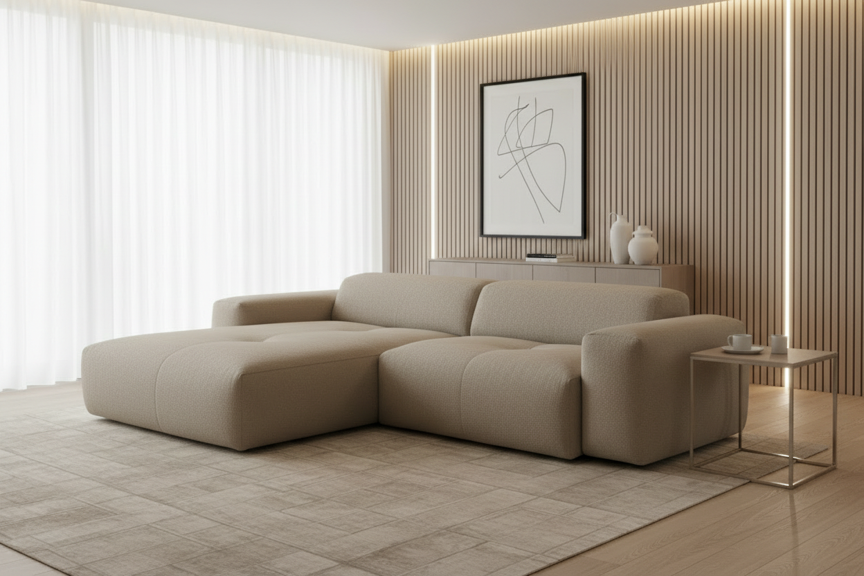 Designer Ecksofa Calm modular 3-Sitzer in Bouclé