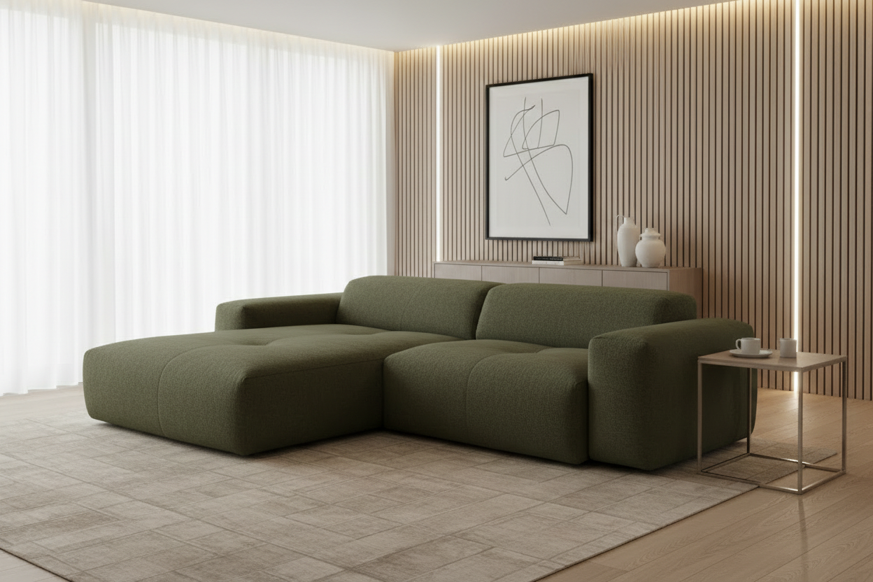 Designer Ecksofa Calm modular 3-Sitzer in Bouclé