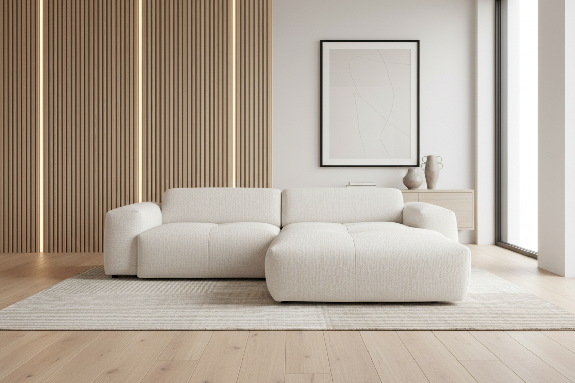 Designer Ecksofa Calm modular 3-Sitzer in Bouclé