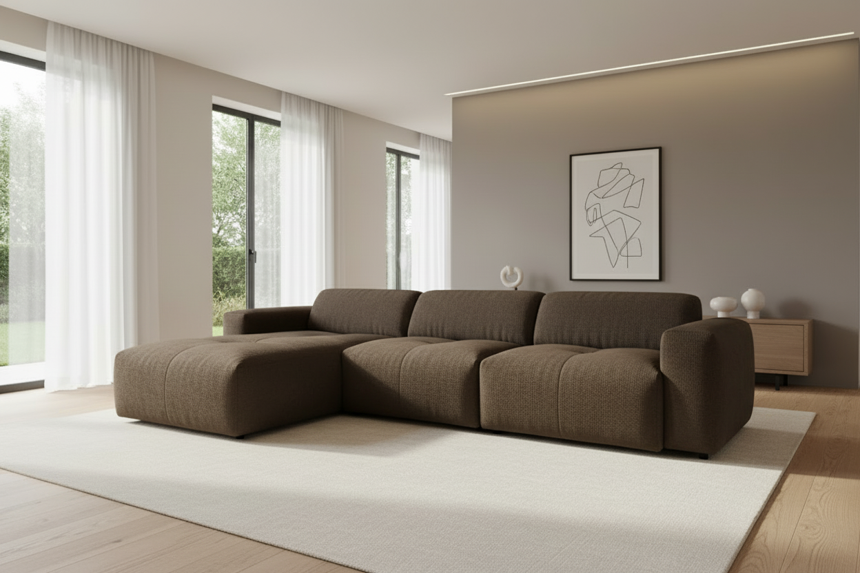 Designer L Ecksofa Calm modular in Bouclé