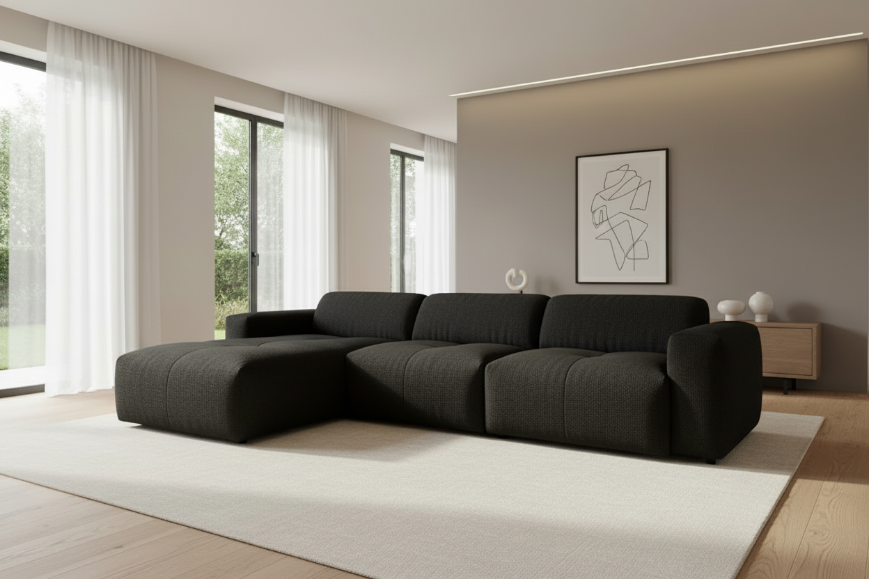 Designer L Ecksofa Calm modular in Bouclé