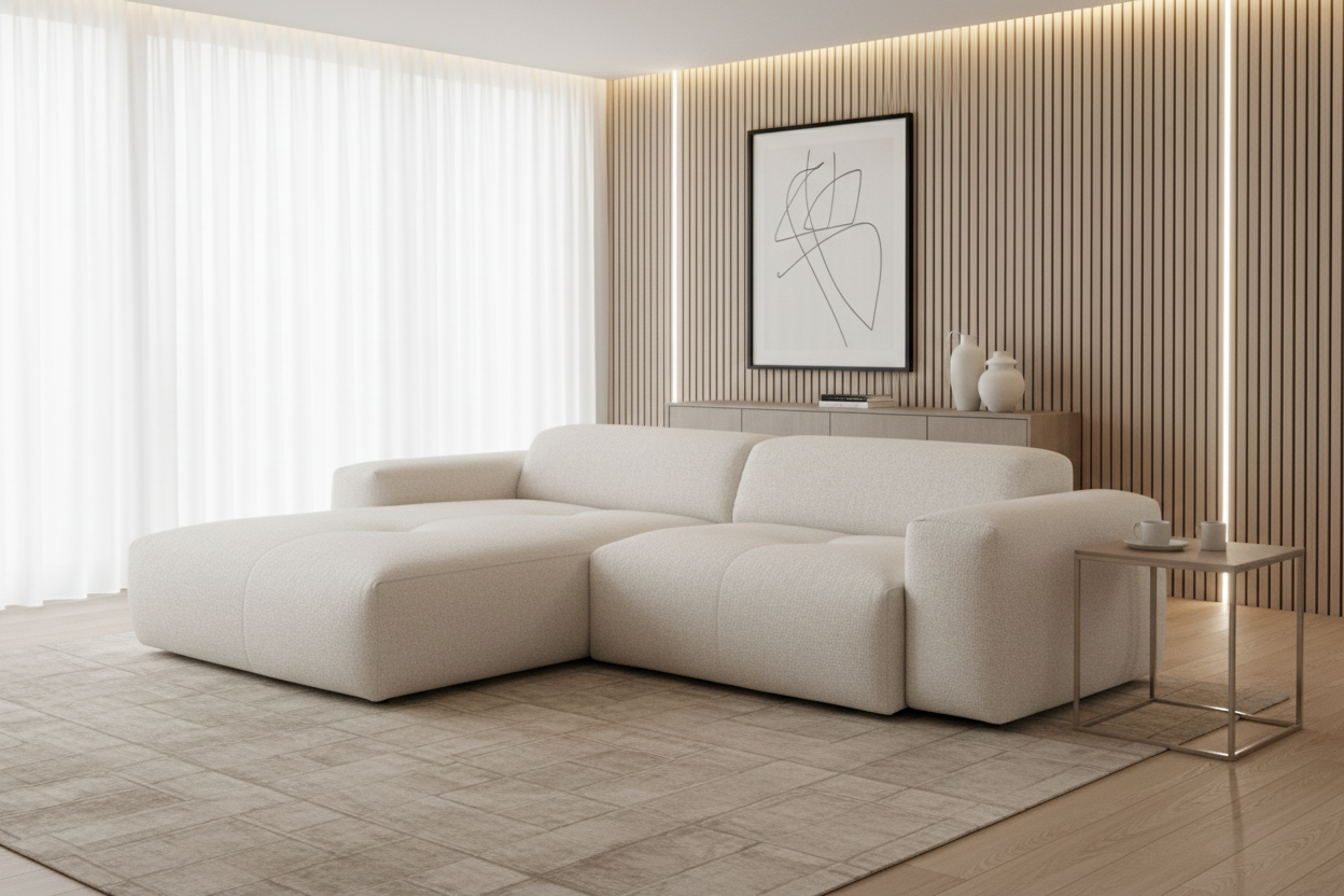 Designer Ecksofa Calm modular 3-Sitzer in Bouclé