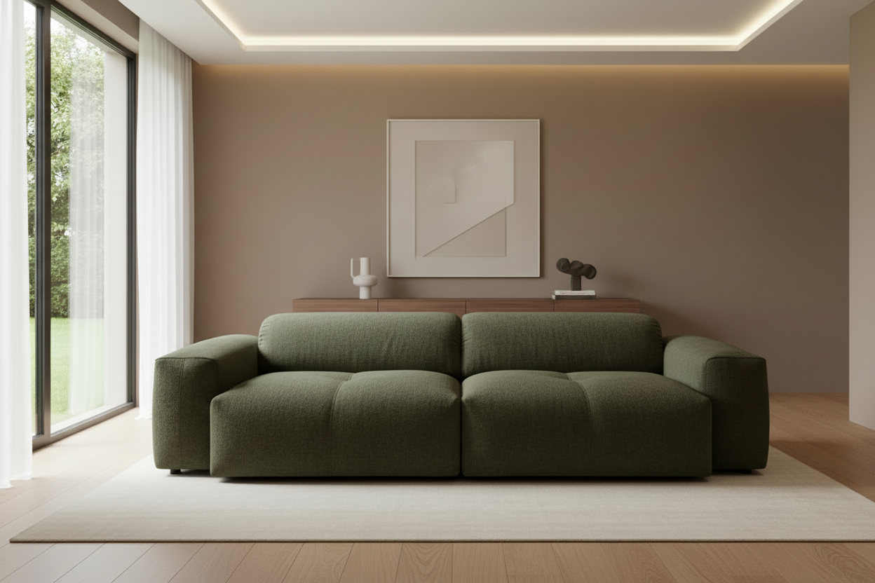 Calm Sofa in Green Bouclé