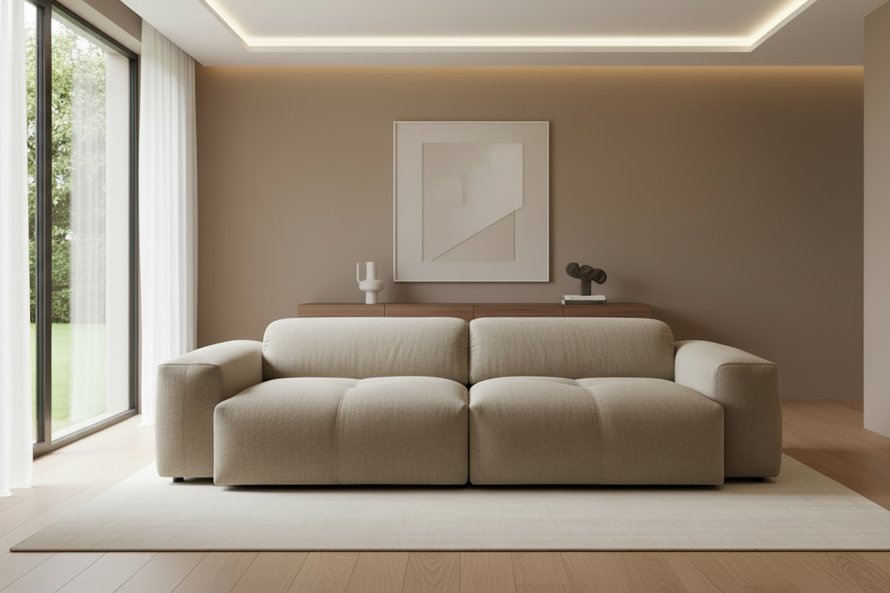 Calm Sofa in Greige Bouclé