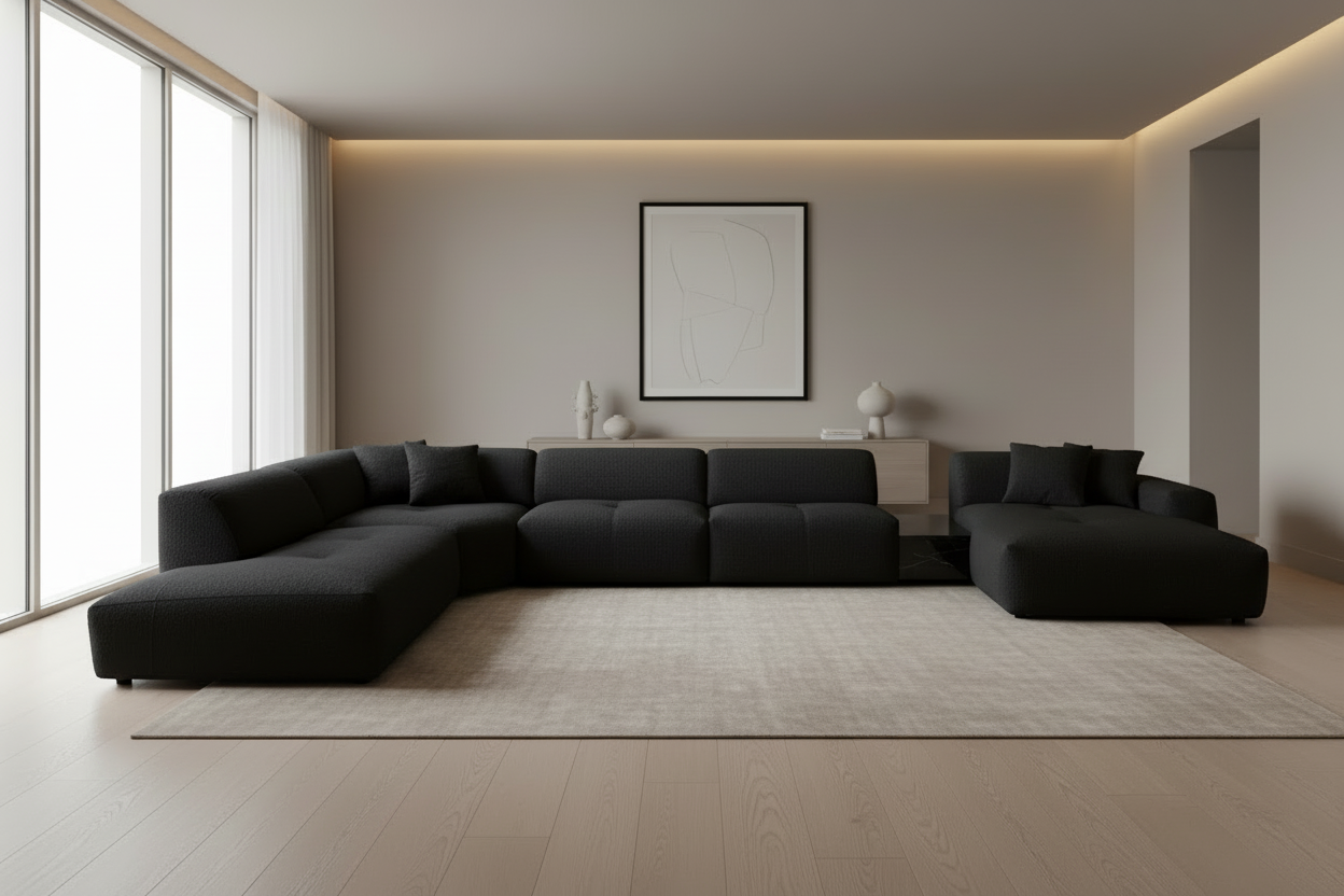 Calm WOTTL-C-W1-W1-CT-WLR Ecksofa komplett in Schwarz Bouclé