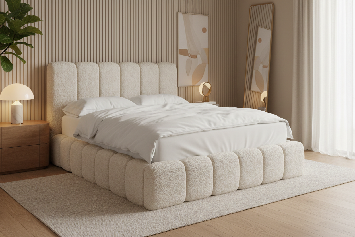 Cream Bubble Bett Premium Frontalansicht sehr nah