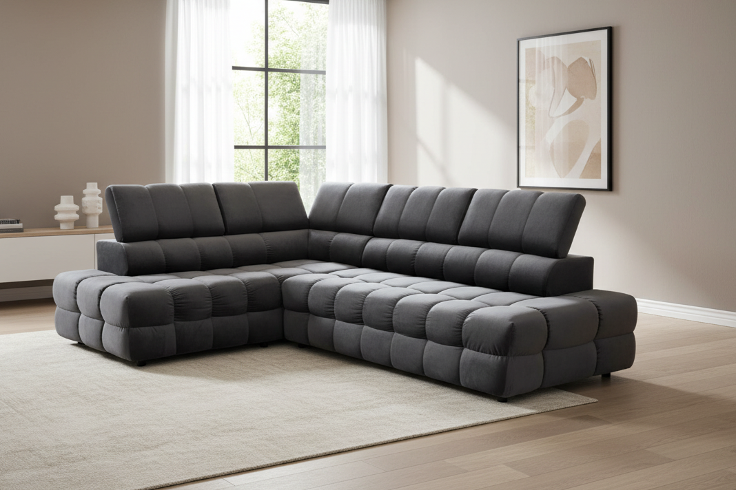 Designer Ecksofa Buffalo L mit Schlaffunktion & Bettkasten in samt