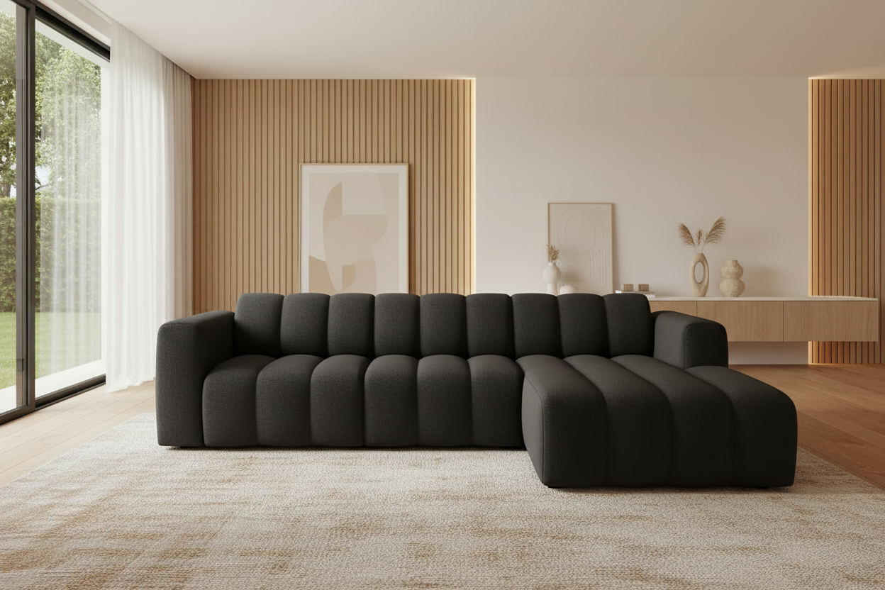 Designer Ecksofa Bummel L modular in Bouclé