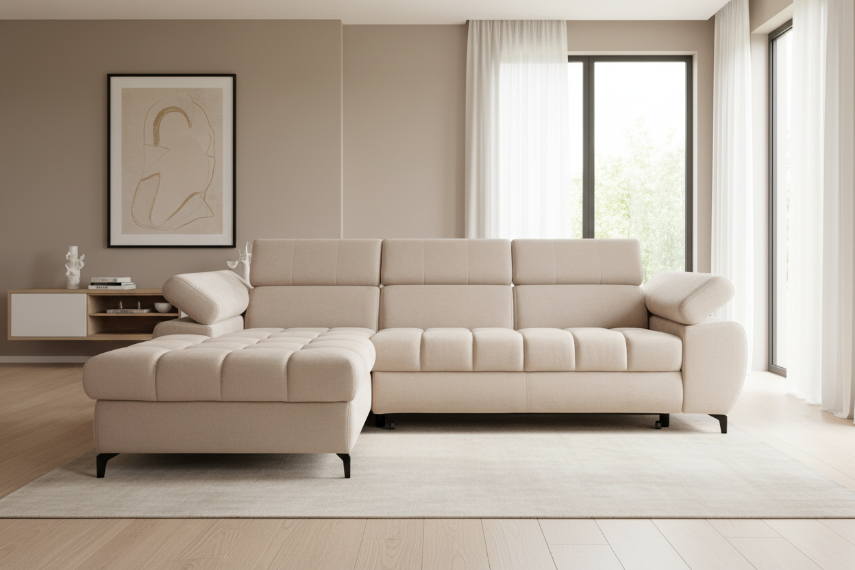 Designer Ecksofa Lugano I mit Schlaff- & Bettkasten in Samt