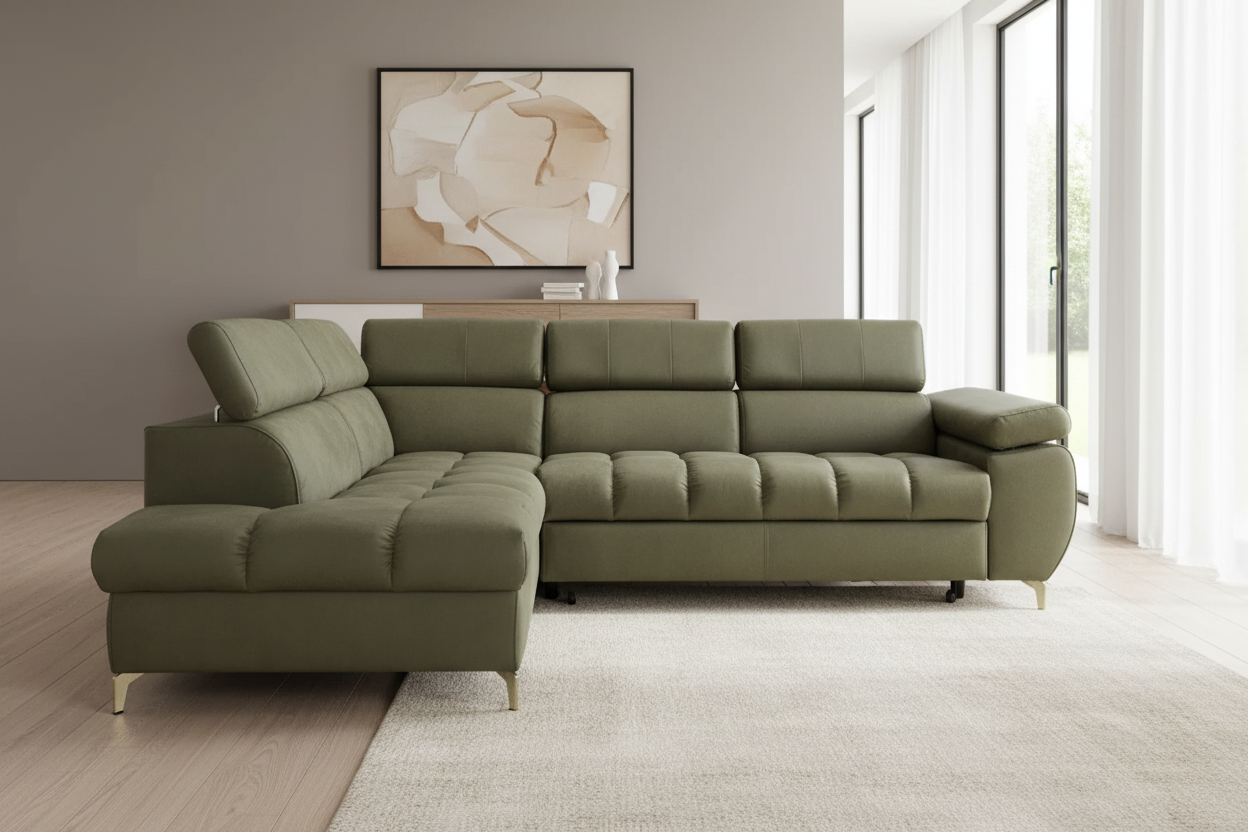 Designer Ecksofa Lugano II mit Schlaff- & Bettkasten in Samt