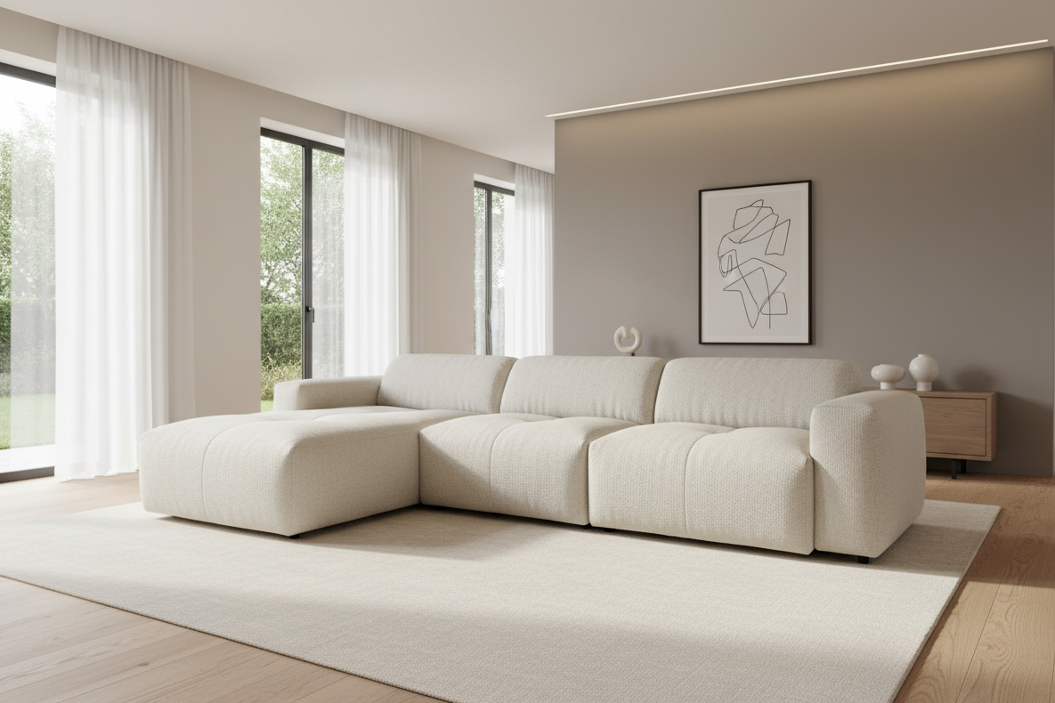 Designer L Ecksofa Calm modular in Bouclé