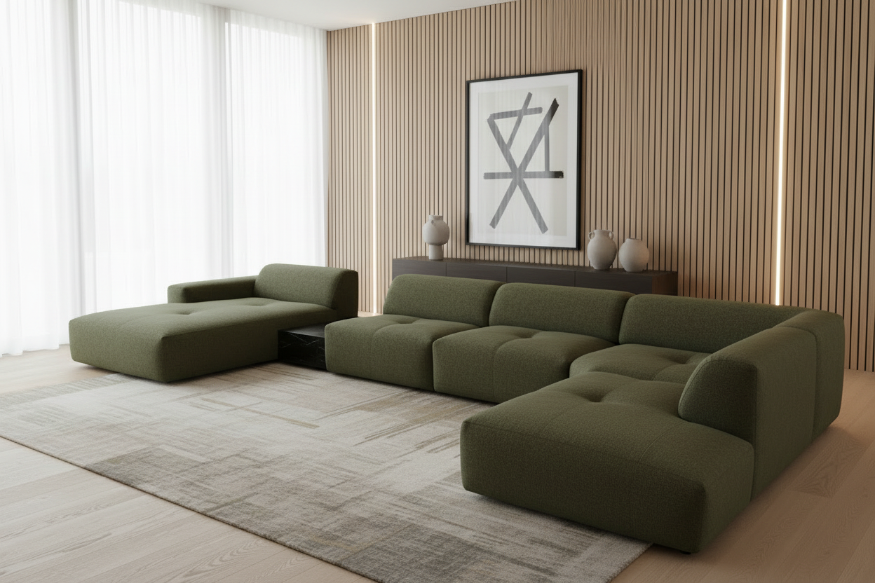 Designer Wohnlandschaft Calm modular in Bouclé