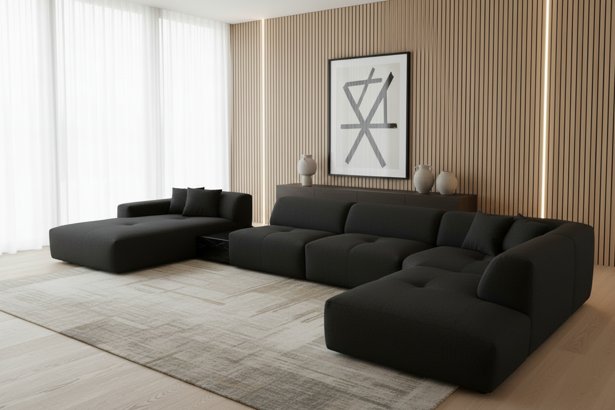 Designer Wohnlandschaft Calm modular in Bouclé