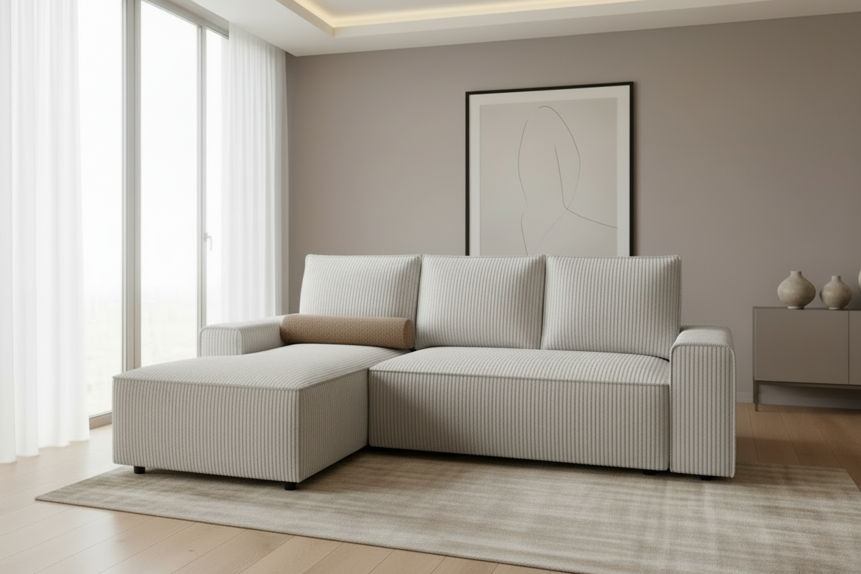 Domo Ecksofa Hellgrau Schräg