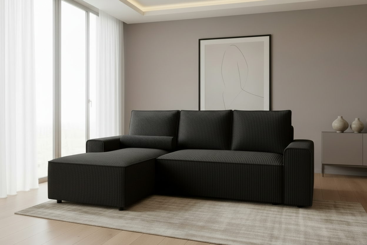 Domo Ecksofa Schwarz Schräg