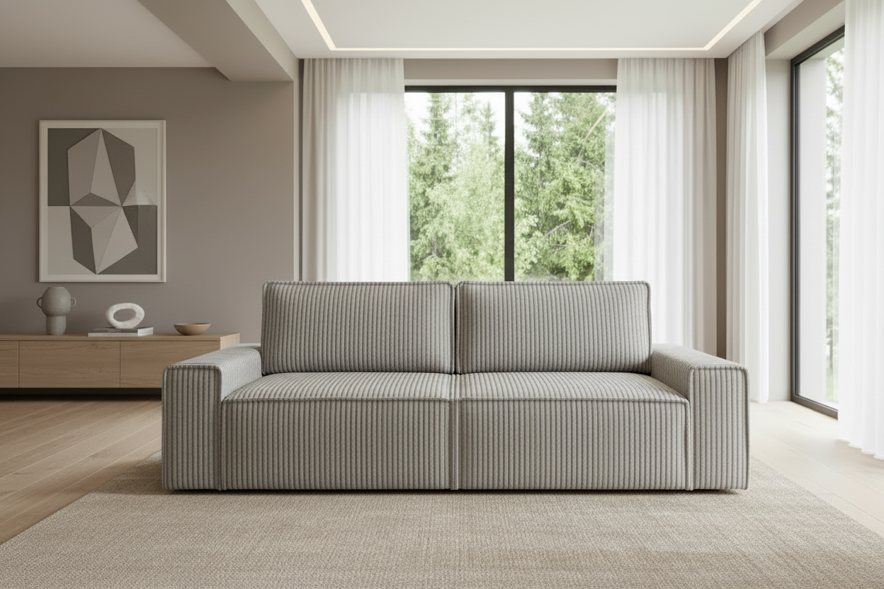 Domo Sofa in Tilia Light Grey Corduroy