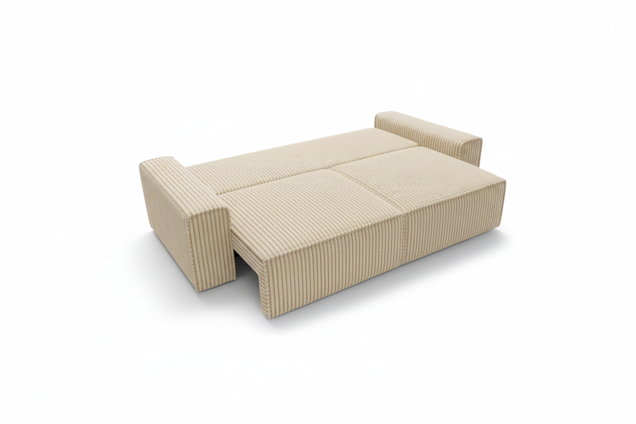 Domo Sofa Schlaffunktion in Cream Beige Corduroy