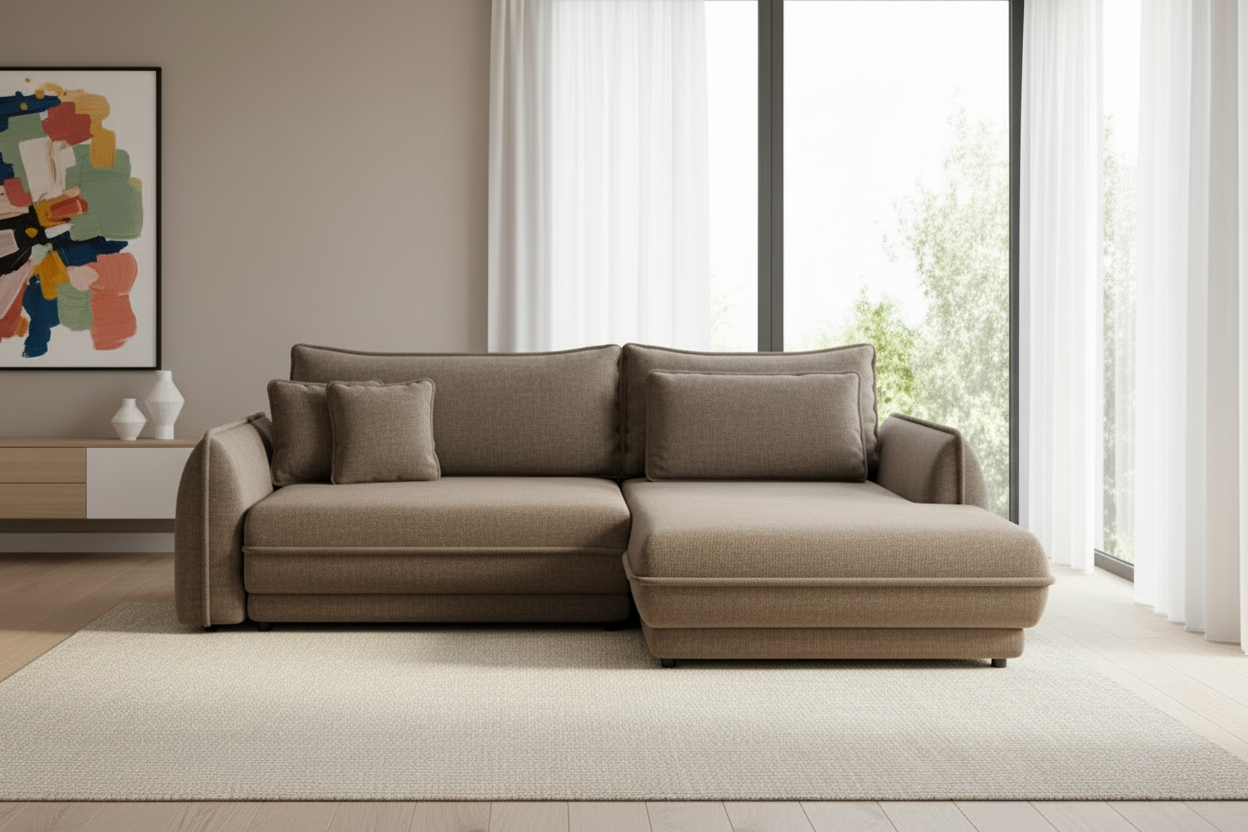 Ecksofa Braun Frontalansicht