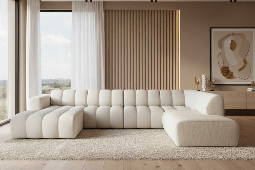 Designer Wohnlandschaft Bummel modular in Bouclé