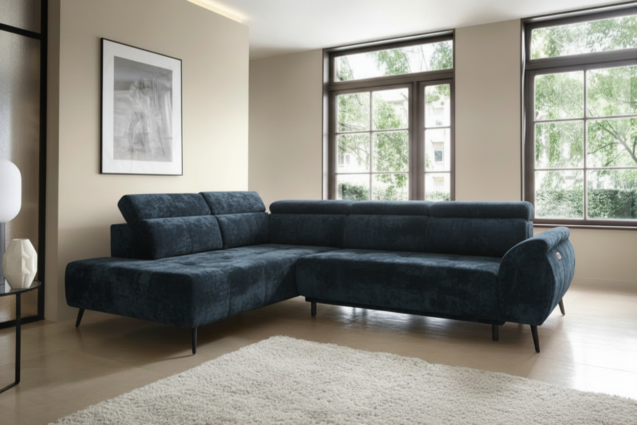 Ecksofa Gemini II in Aphrodite Velvet Blue