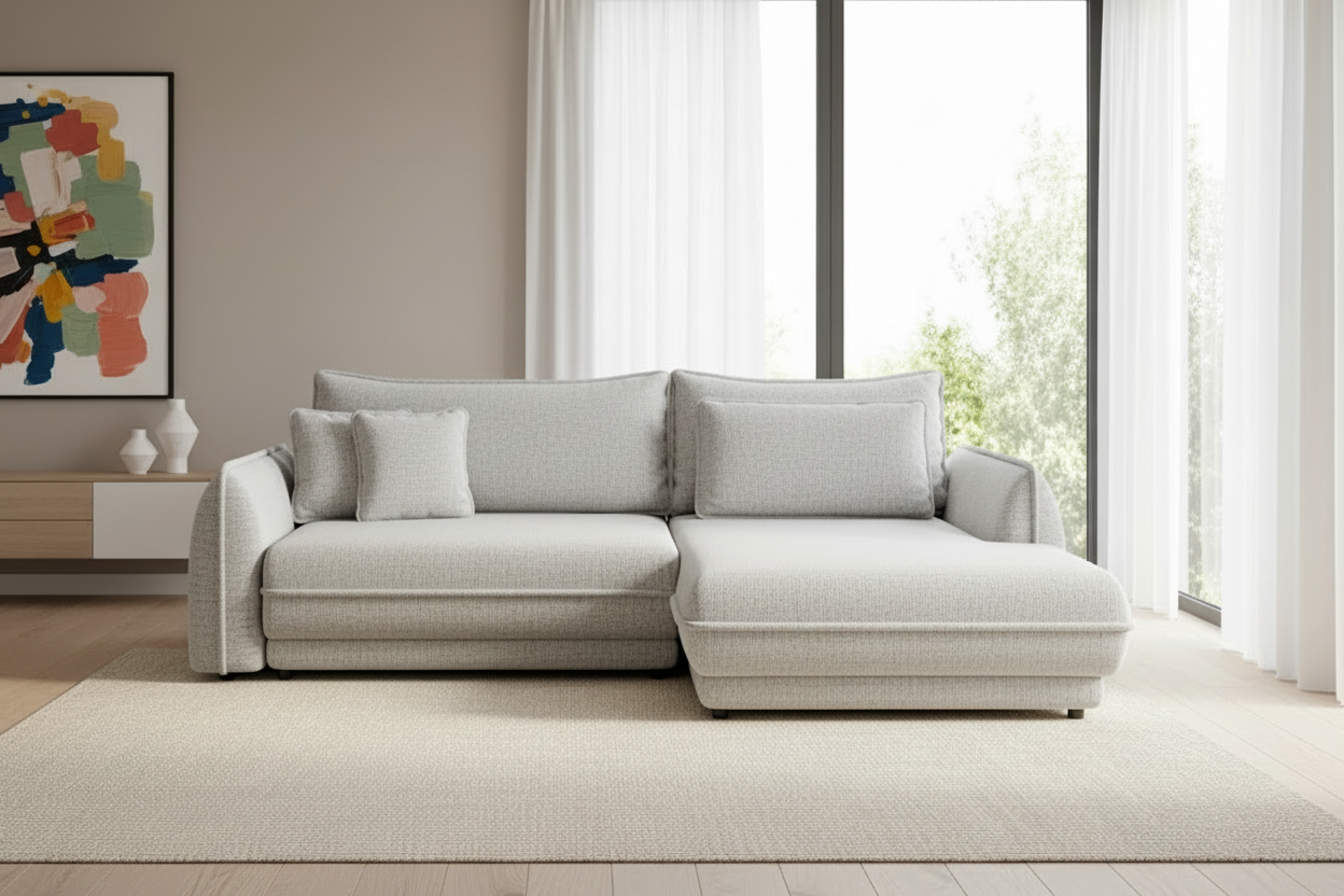 Ecksofa Hellgrau Frontalansicht