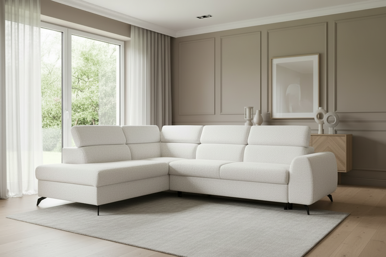 Ecksofa STILLE in Bouclé Abriamo White
