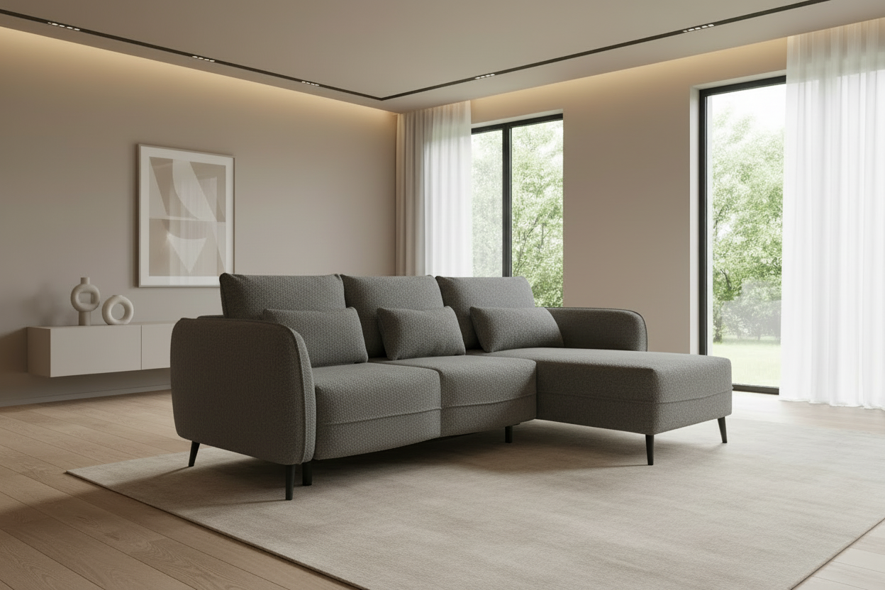 Elegy Ecksofa Dunkelgrau Schräg