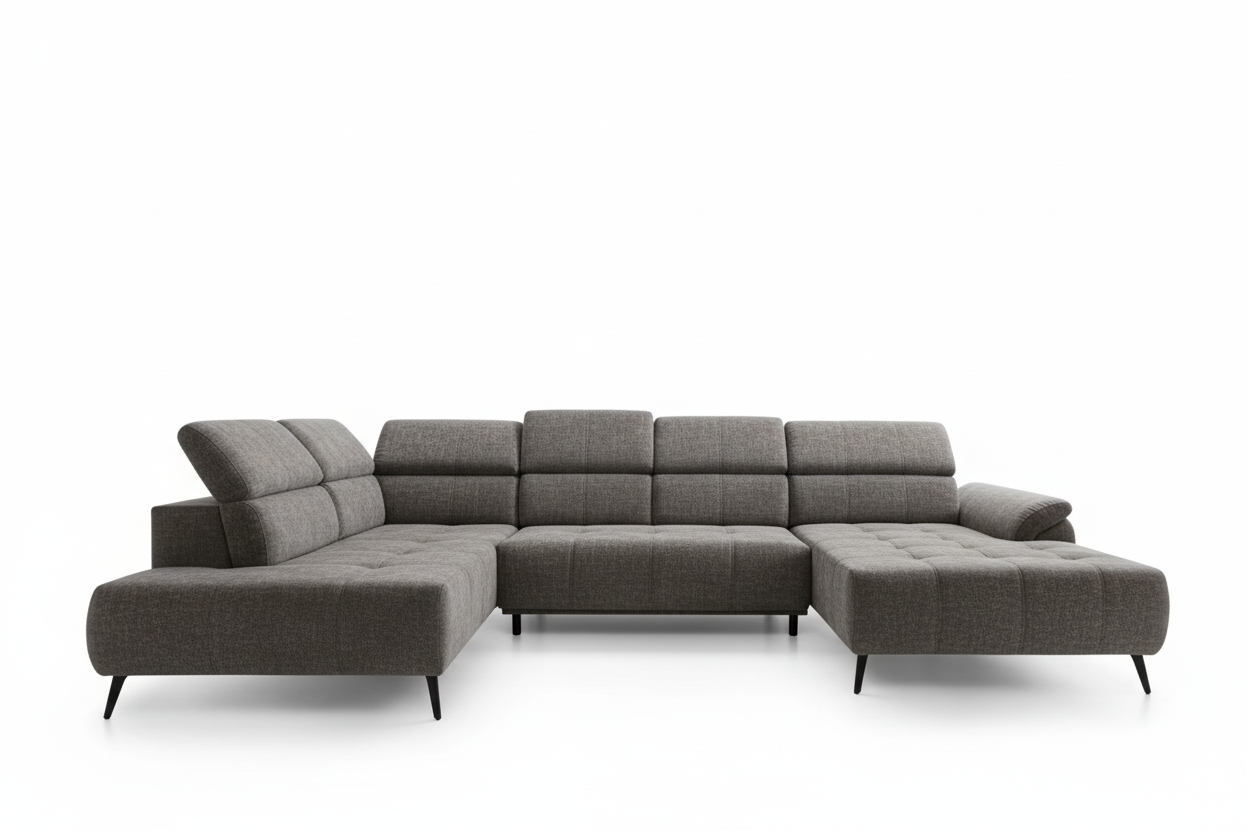 Designer Ecksofa Genova III mit elektrischer Sitzverlängerung in Chenille