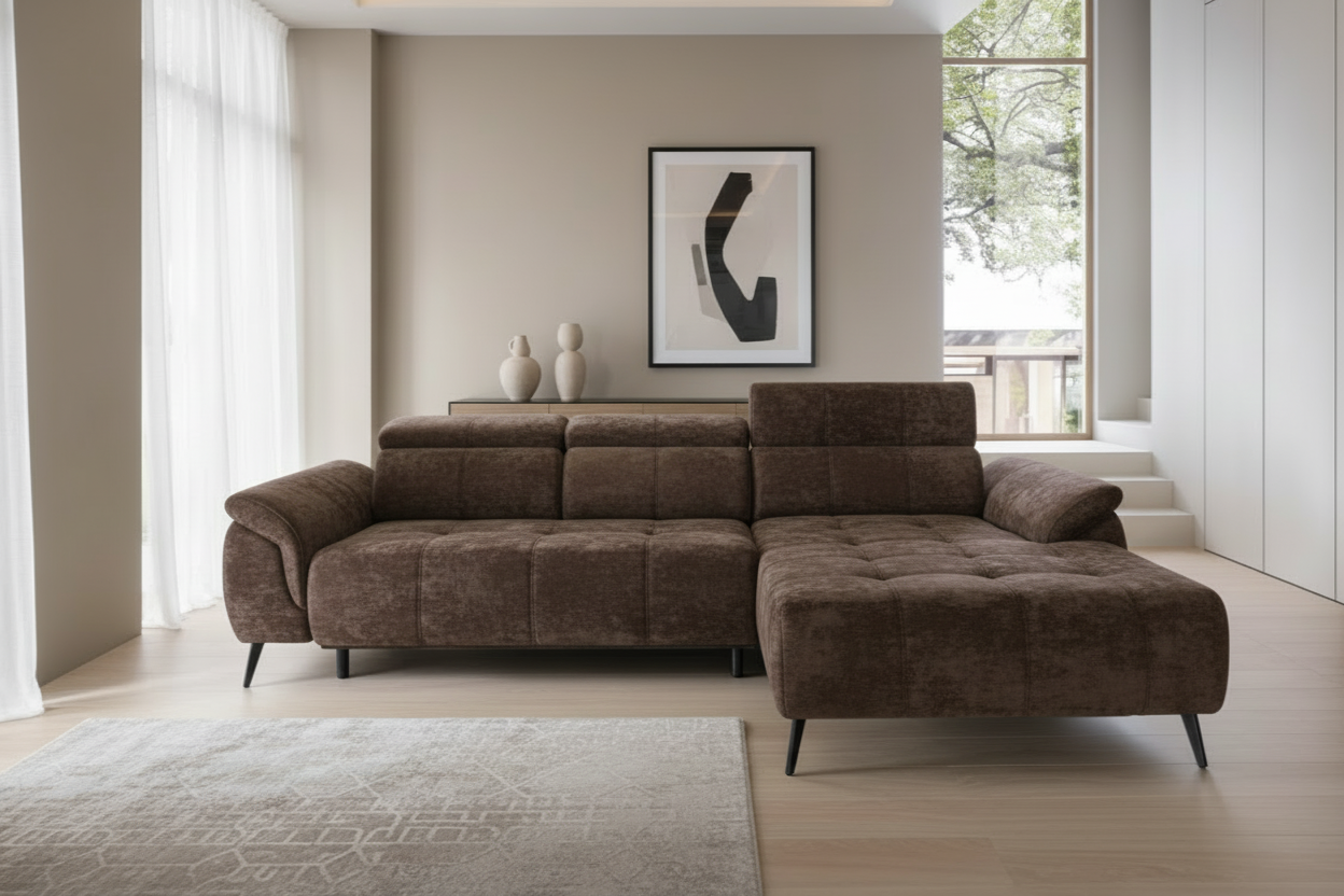 Genova I Ecksofa in Aphrodite Chenille Braun