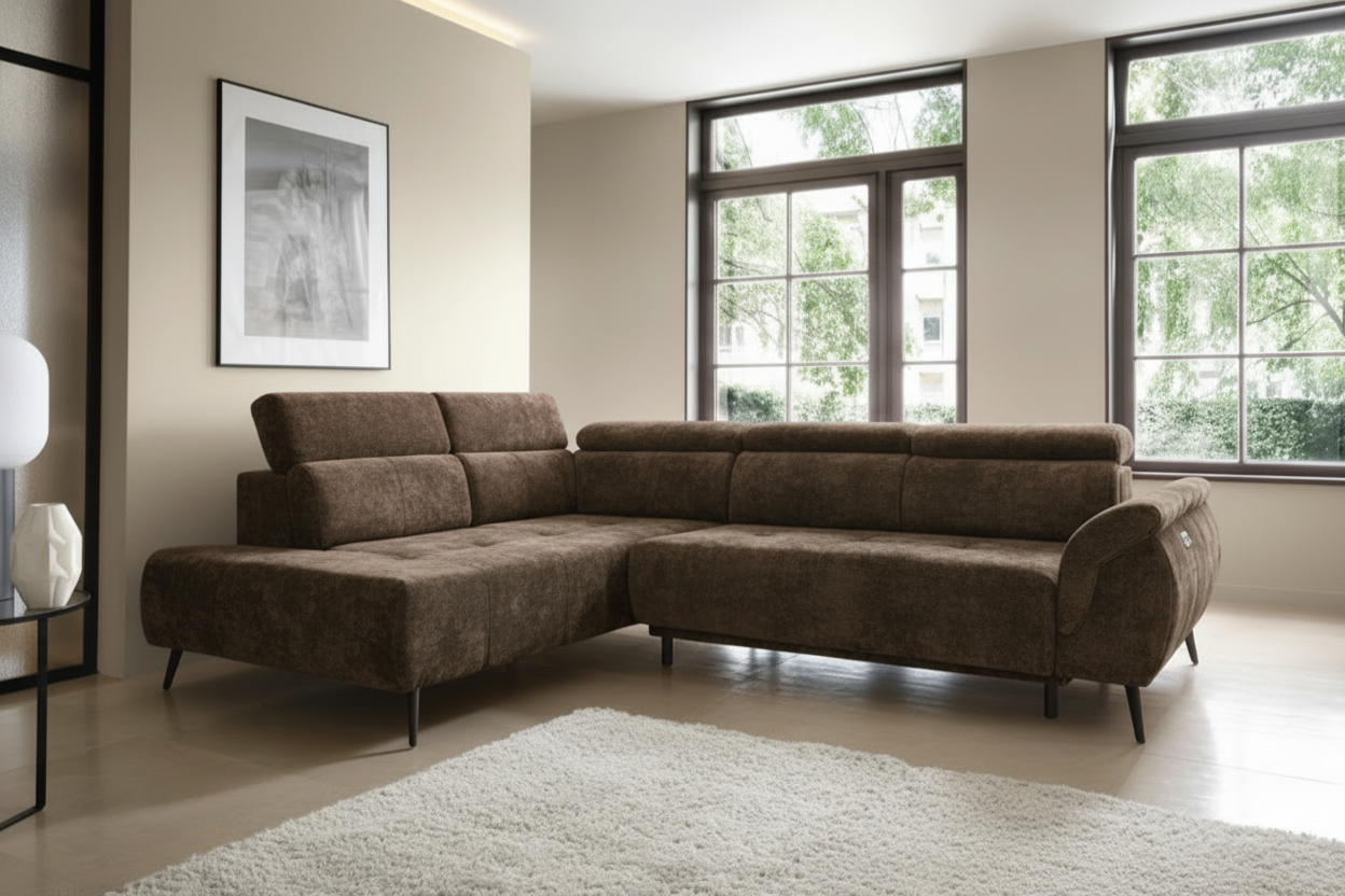 Genova II Ecksofa in Aphrodite Chenille Braun