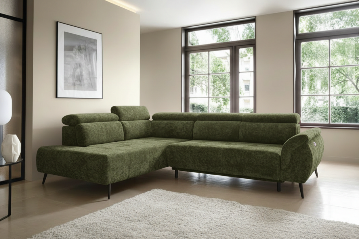 Genova II Ecksofa in Aphrodite Olivgrün