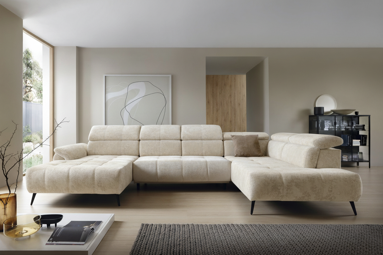 Genova III Ecksofa in Aphrodite Cream