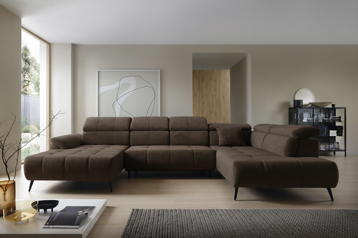 Genova III Ecksofa in Mokka Braun