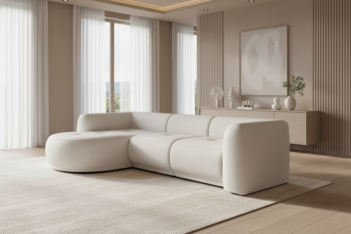 Designer Ecksofa Gio L modular in Bouclé