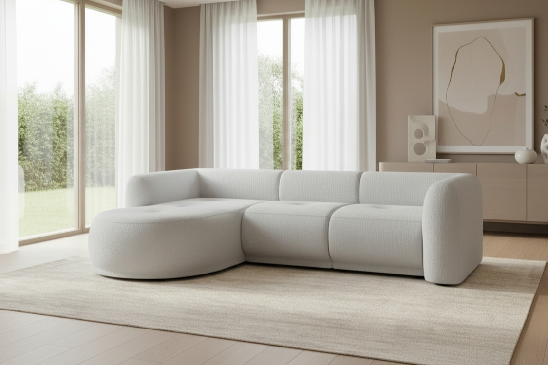 Designer Ecksofa Gio L modular in Bouclé