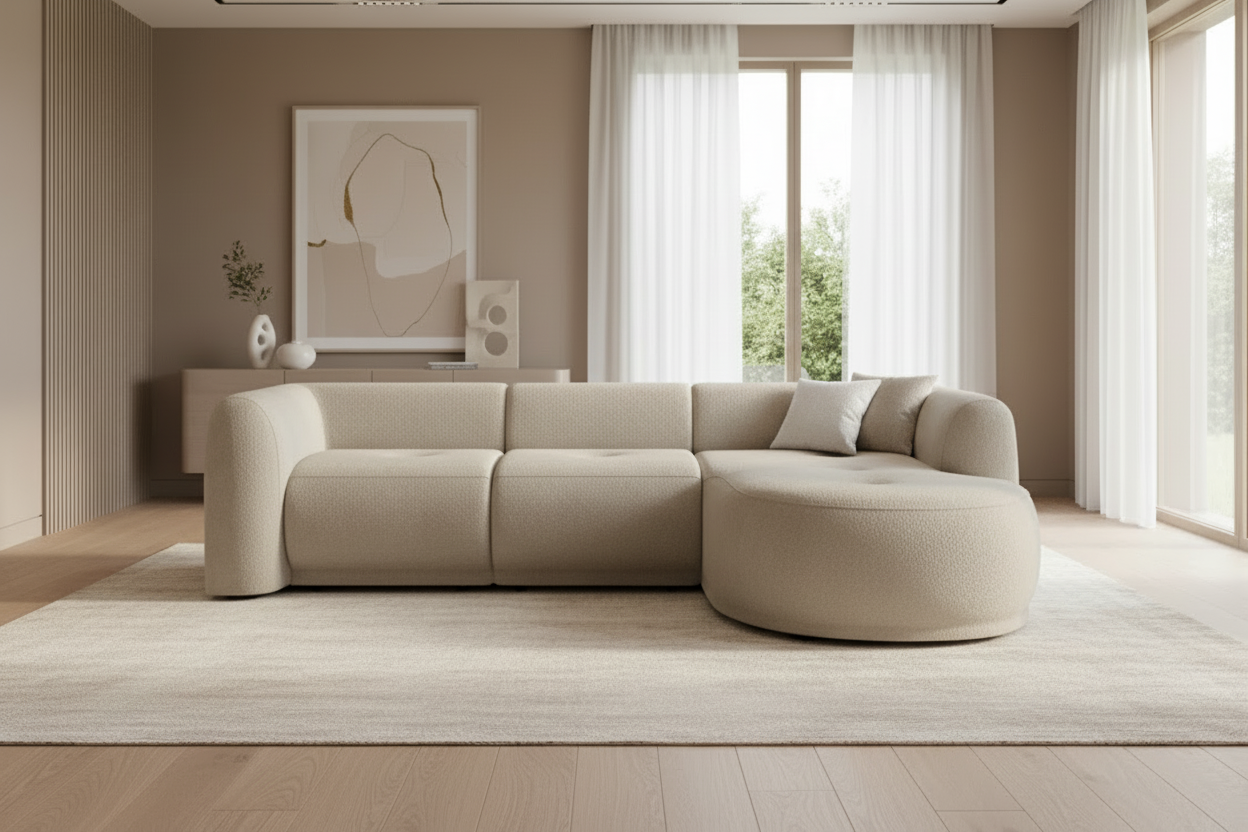 Gio Ecksofa in Bouclé ABRIAMO Greige Taupe