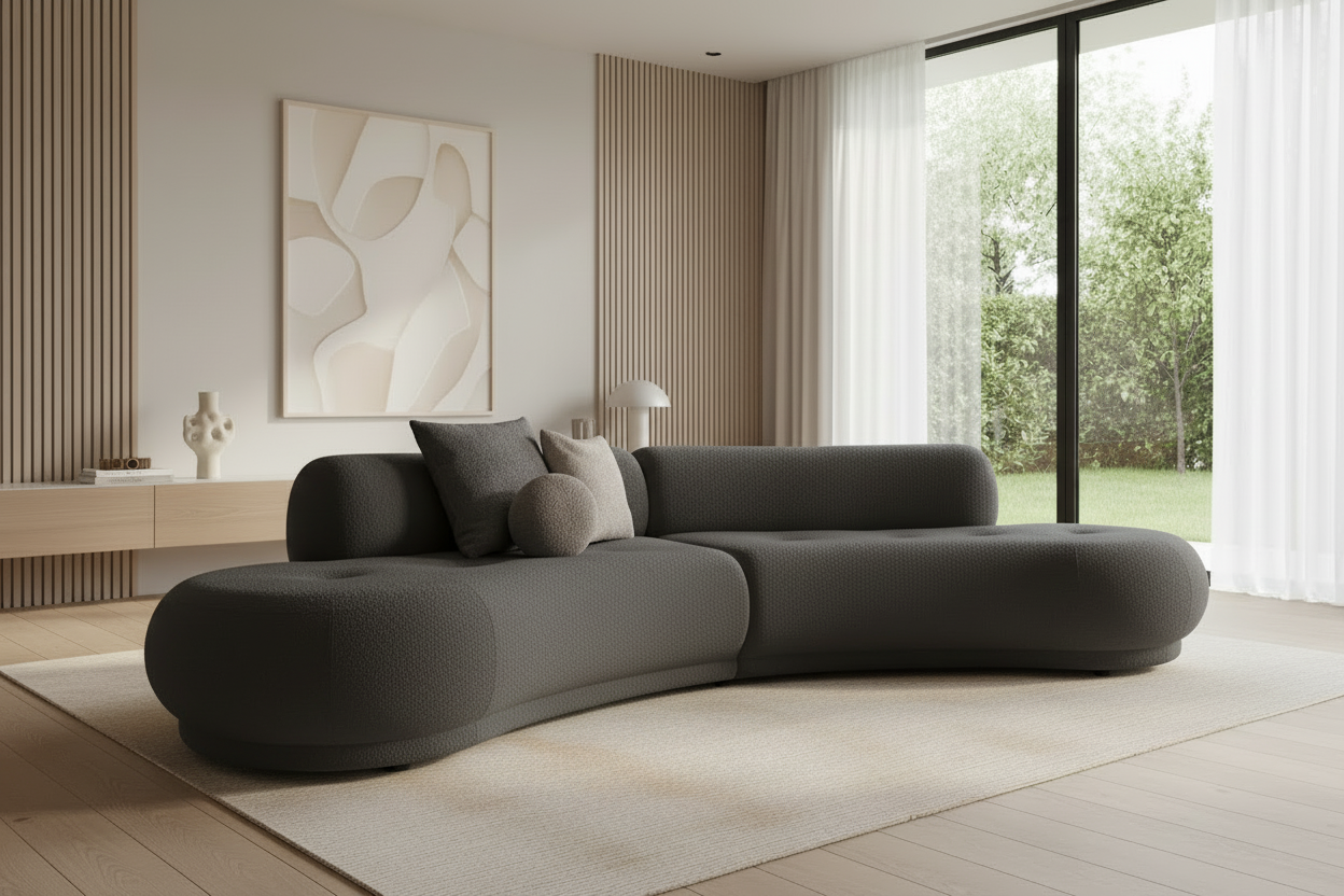 Gio Sofa in Bouclé Anthrazit