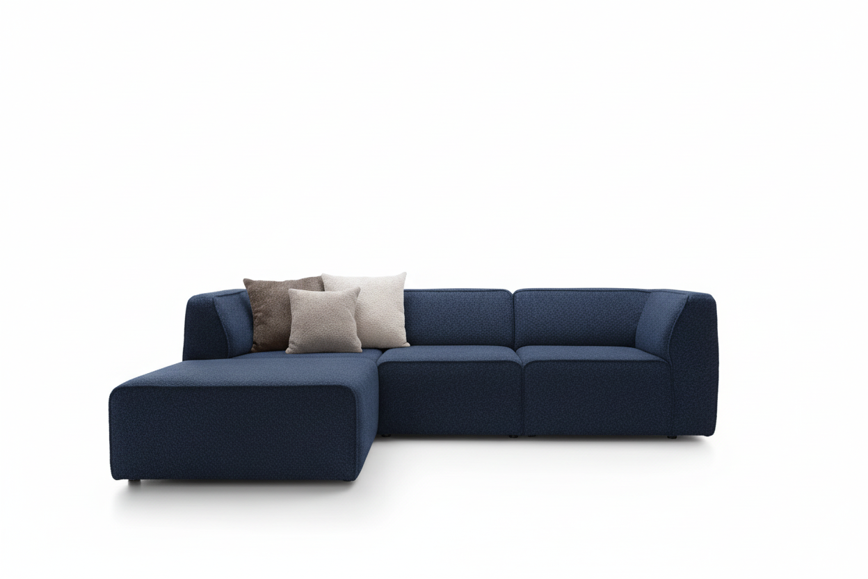 Hugg Ecksofa Deep Blue Frontalansicht