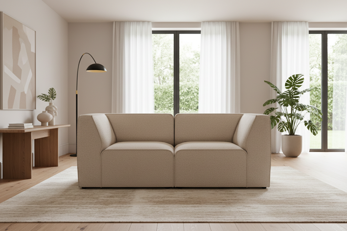 Designer 2‑Sitzer Sofa Hugg modular in Bouclé