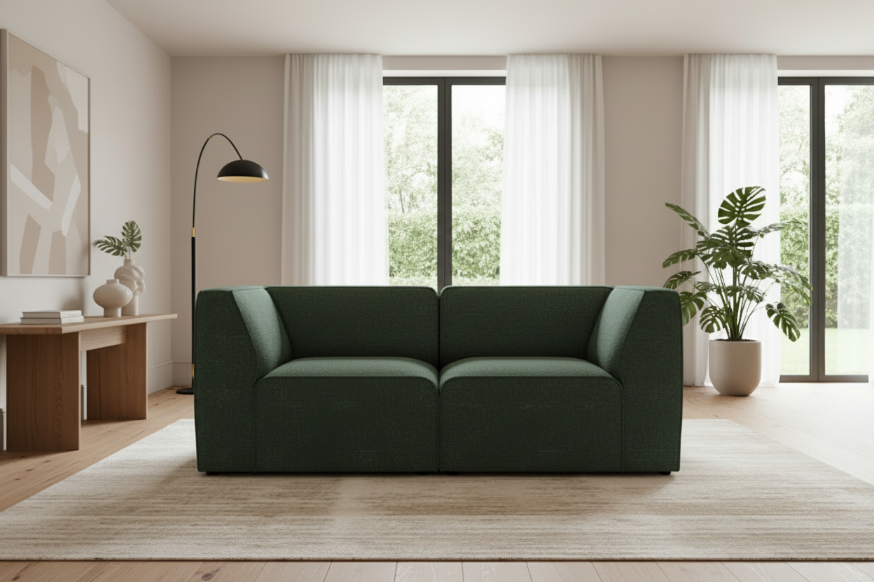 Hugg Sofa in Abriamo 09 Green Bouclé