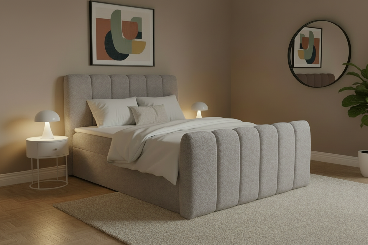 Designer Boxspringbett Chloe Chenille mit Stauraum