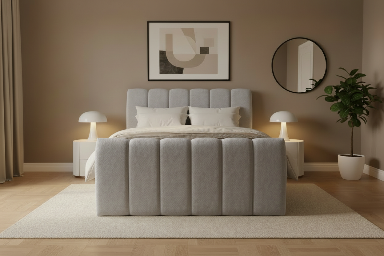 Designer Boxspringbett Chloe Chenille mit Stauraum