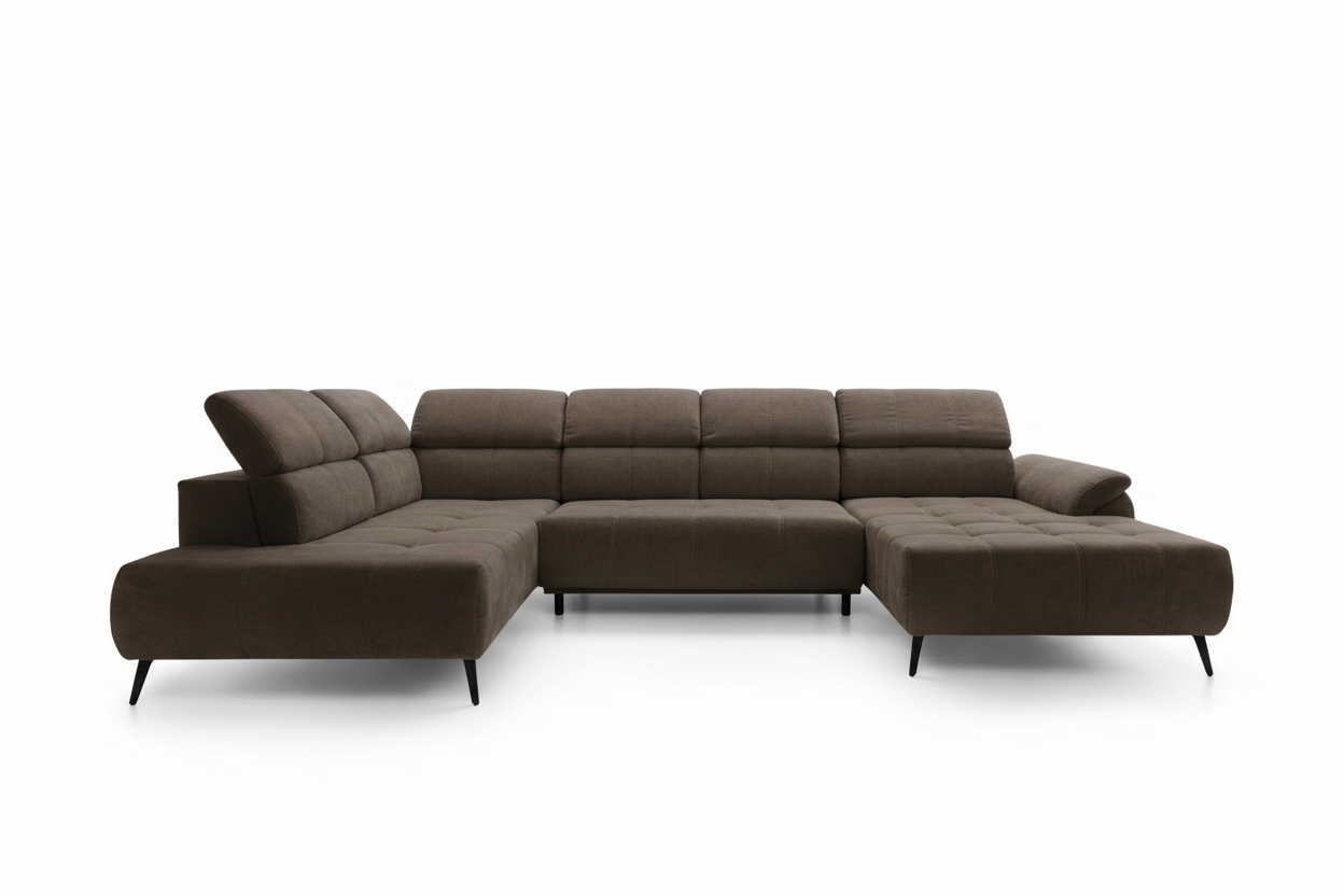 Designer Ecksofa Genova III mit elektrischer Sitzverlängerung in Chenille